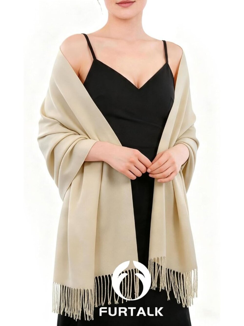 〽️Women's Dark Beige Evening Dresses Blanket Imported Pashmina Shawl Scarves
